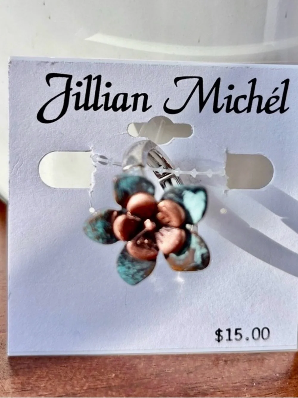 Jillian Miche Turquoise & Coppertone patina Flower stretch  ring